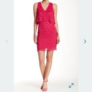 Guess v neck tiered dress